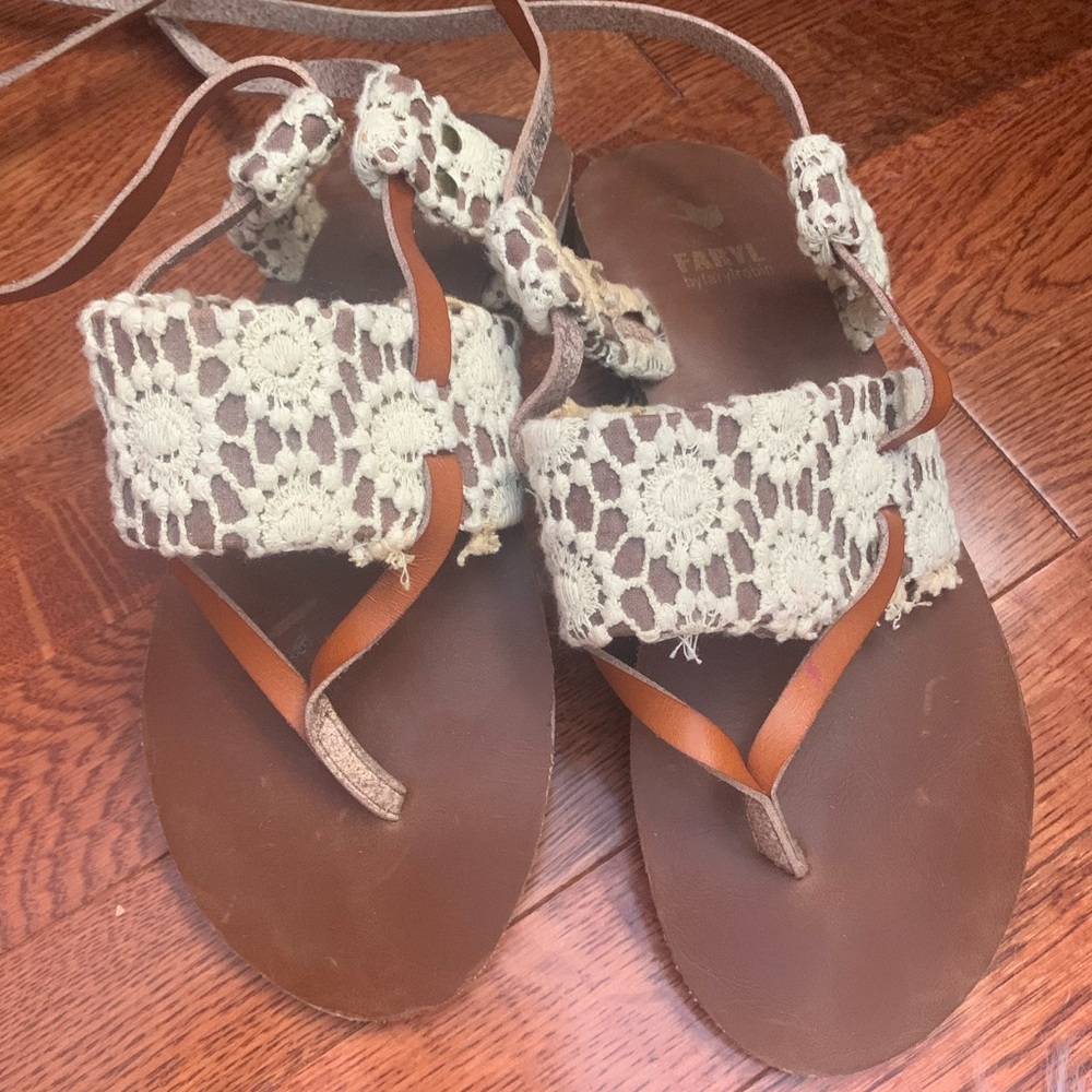 Free people lace tie up flat sandals